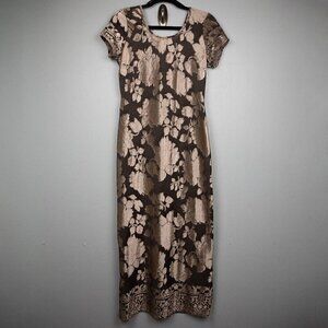 Vintage C.W. Rose beige/grey velvet burnout maxi dress-8